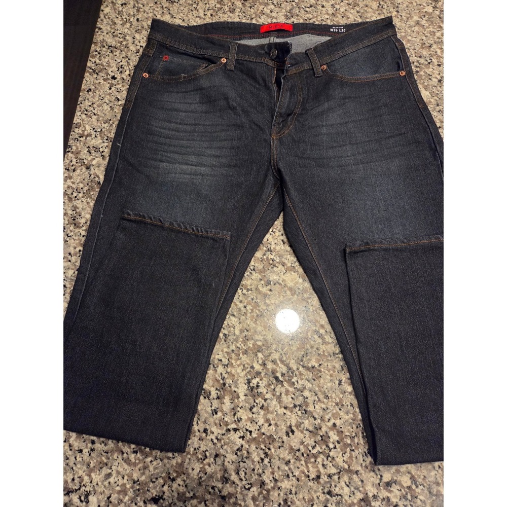 MBX Mens Slim Fit Jeans 36x30 Dark Indigo Wash Stretch Denim Pants 1169